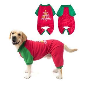 Dog Christmas Pajamas for Med-Large Dog Outfit Clothes, Stretchy Pet Jumpsuit 3X